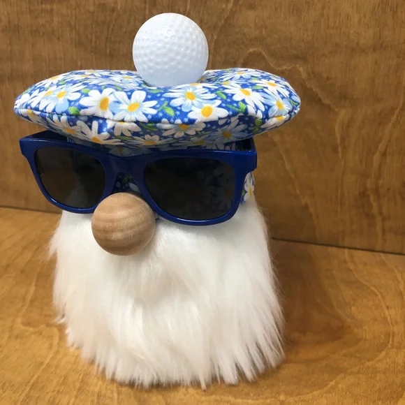 Daisy Golf Gnome Scottish Tam Blue White Floral Pro Ball Sunglasses Gift Sports - Picture 2 of 3